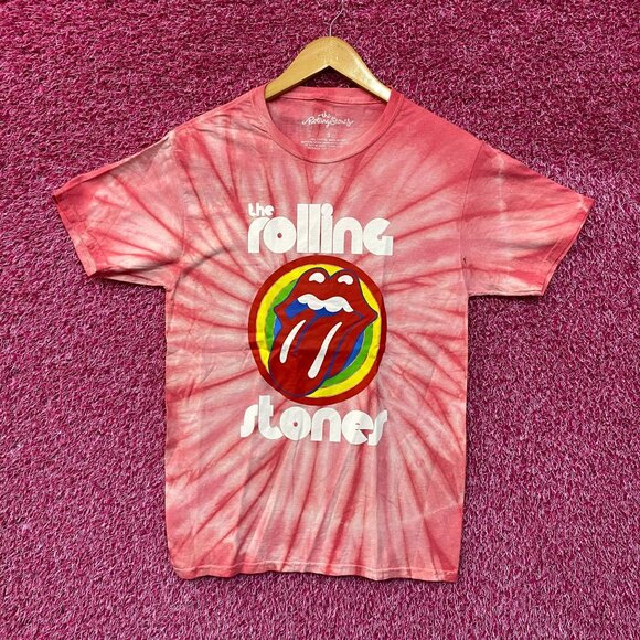 The Rolling Stones Hot Lips Red Tie Dye Tshirt size Small - Picture 1 of 5